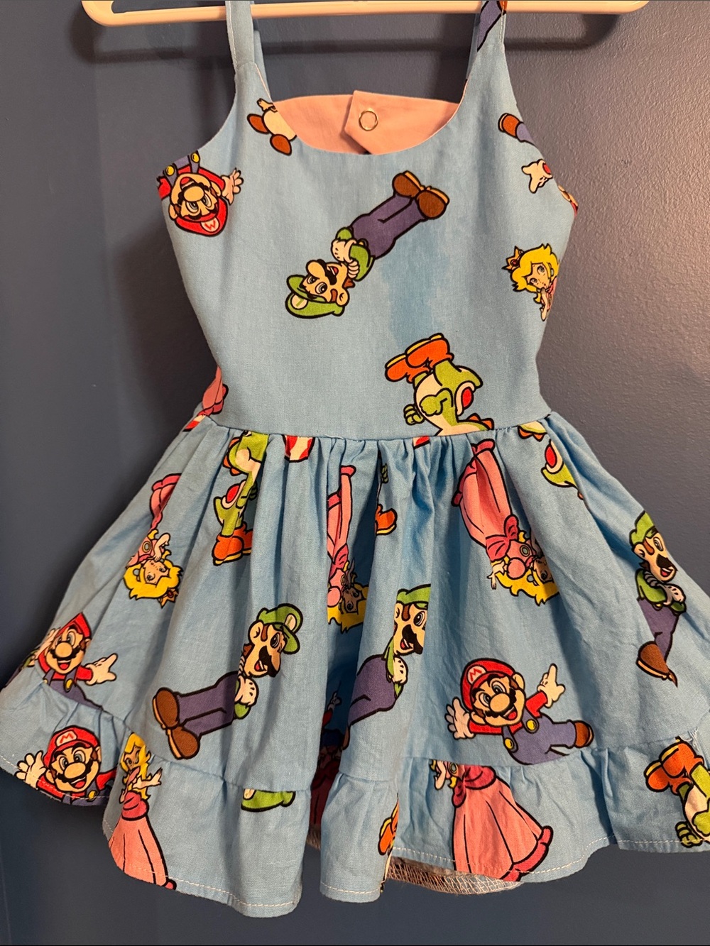 Handmade Mario, Luigi, & Peach Handmade dress, One of a kind, Super Mario dress